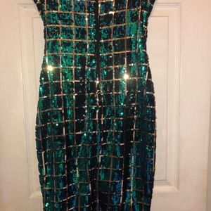 Green/ blue sequined dress